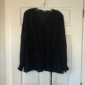 Penningtons Black Blouse with pink, blue and green Dots